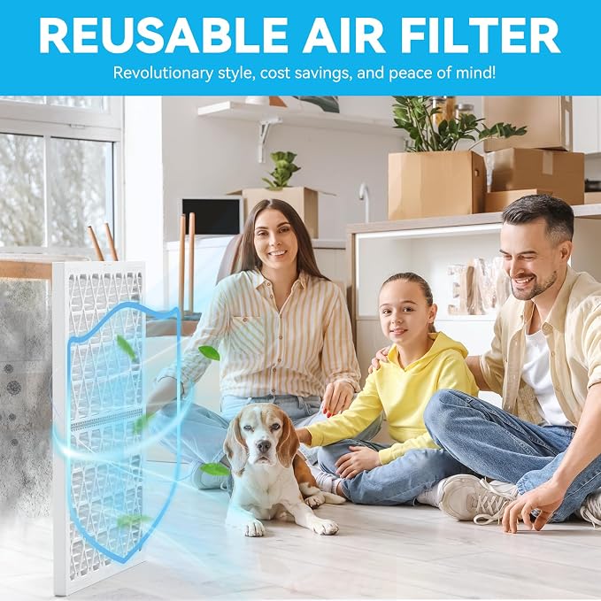 Reusable 12x12x1 Air Filter, 1 Foldable Frame + 6 Refills - Image 6