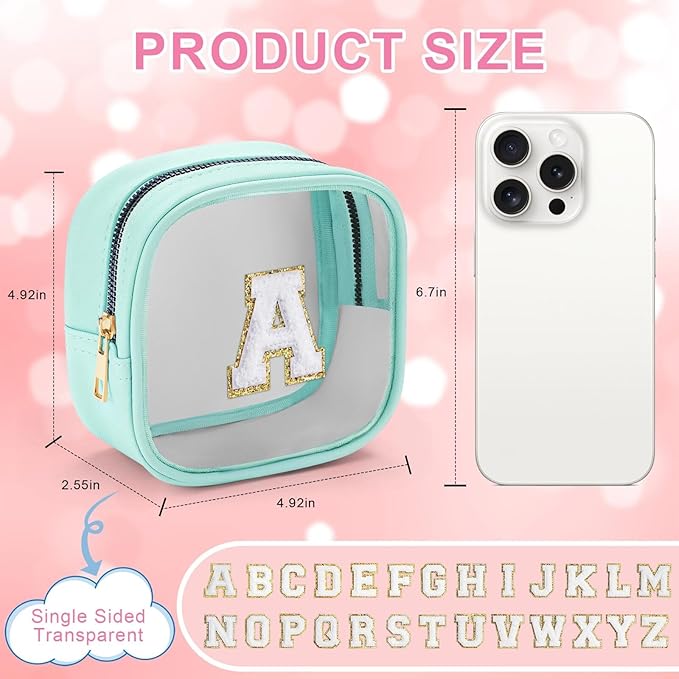 YOOLIFE Initial Travel Toiletry Bag, Clear Makeup Bag Preppy Cosmetic Bags Organizer Travel Essentials Gifts for Women Teen Girlfriend Teacher 12 13 14 15 16 Years Old Girl Gifts Trendy Stuff Blue L