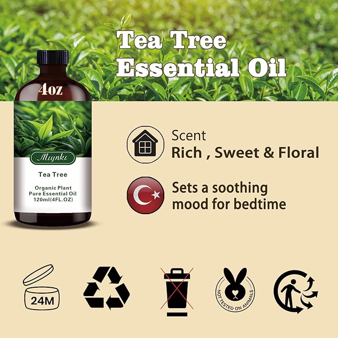 Tea Tree Fragrance Oil-Tea Tree Essential Oil 4.33oz (130ml)-100% Pure Natural Scent for Diffusers, Candles, Soap Making & Aromatherapy-Relaxing Home & Gift Essential Oil for Bath, Massage