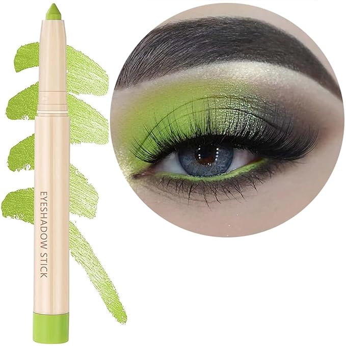 Eyeshadow Makeup, Waterproof Hypoallergenic Long Lasting Eye Liner, Highlighter Matte Cream Eye Shadow Stick, Glitter Primer Palette Shimmer Eyeliner Pen, Grass Green
