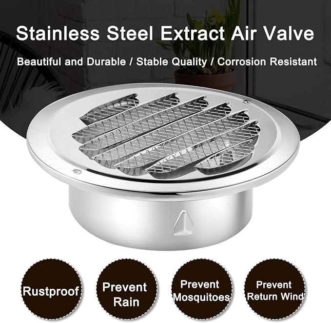 Zonon 24 Pcs Stainless Steel Soffit Vents 4 Inch Round Dryer Vent Cover - Image 3