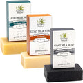 Southern Natural Goat Milk Soap Bar (Variety 3 Pack) Dead Sea Mud & Charcoal, Patchouli, Eucalyptus Grove - For Dry Sensitive Skin. Great For Face and Body.(Each Bar 4-4.5 oz)
