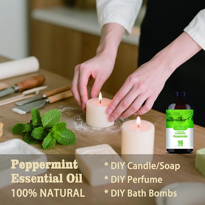 Peppermint Essential Oil-Peppermint Fragrance Oil 16.33oz (490ml)-100% Pure Natural Scent for Diffusers, Candles, Soap Making & Aromatherapy-Relaxing Home & Gift Essential Oil for Bath, Massage