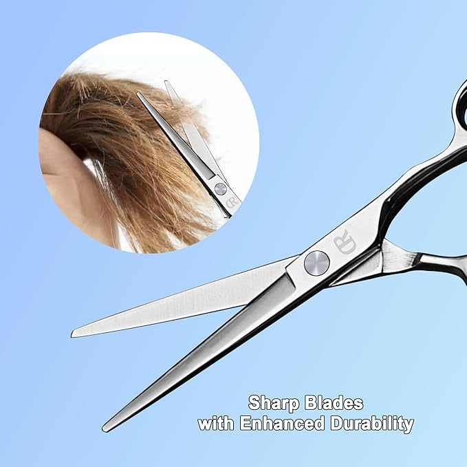Professional Hair Cutting Shears,6 Inch Barber hair Cutting Scissors Sharp Blades Hairdresser Haircut For Women/Men/kids 420c Stainless Steel (Silver)