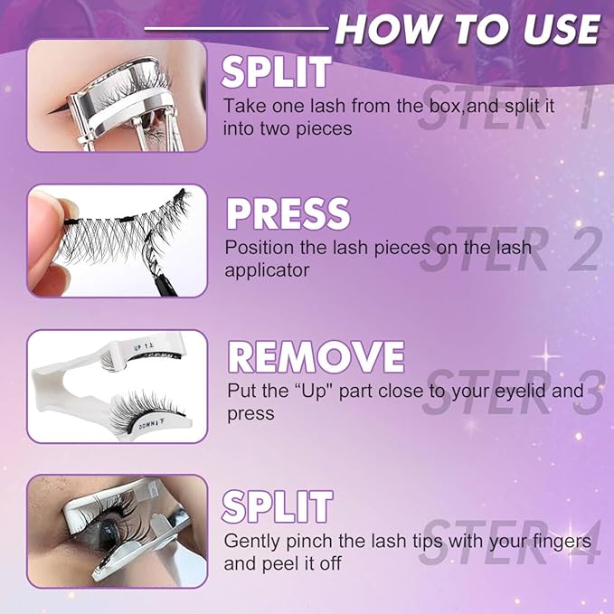 Hunnyfit Magnetic Lashes, Magnetic Eyelashes with Applicator, Magnetic Eyelashes Natural Look,Reusable Magnet Lashes No Glue Needed Soft Lashes Kit(Simple+Simple)