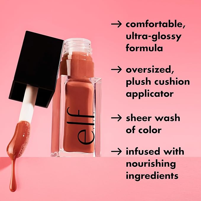 e.l.f. Glow Reviver Lip Oil, Nourishing Tinted Lip Oil For A High-shine Finish, Infused With Jojoba Oil, Vegan & Cruelty-free, It's Giving Guava