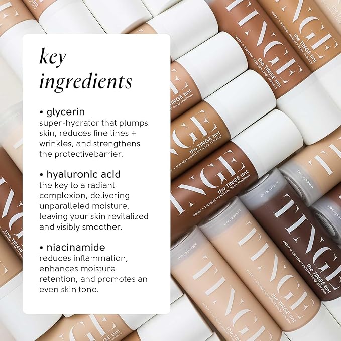 Tinge Tint Body Makeup, Water and Transfer Resistant Up to 48 Hours, Buildable Medium Coverage Body Foundation or Bronzer with Amino Acids, Tattoo Cover Up Makeup, 3.38 FL Oz - Tan Cool