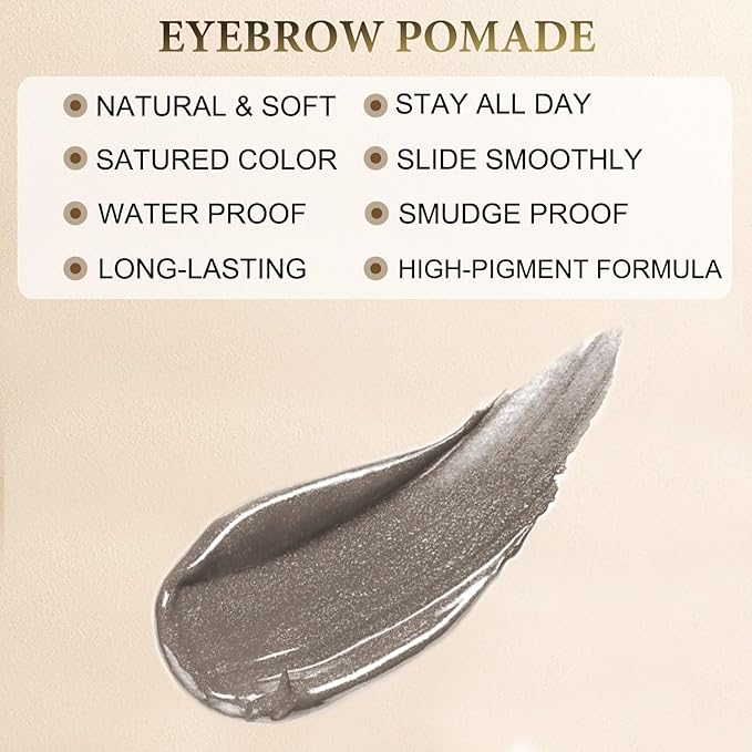 LAVONE Eyebrow Stamp Pencil Kit - Brow Stamp Trio with Waterproof Eyebrow Pencil, Eyeliner, Pomade, Dual-ended Brush - Grey