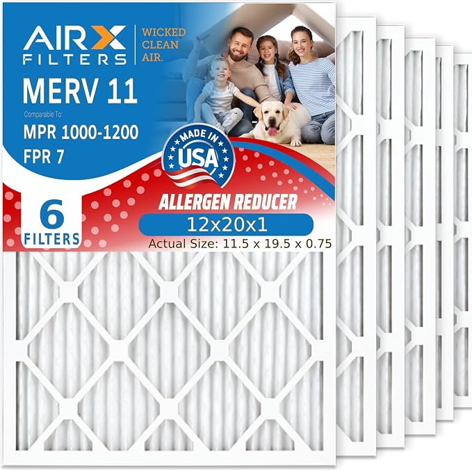AIRX FILTERS WICKED CLEAN AIR. 12x20x1 Air Filter MERV 11 Electrostatic Pleated by AIRXFILTERSWICKEDCLEANAIR