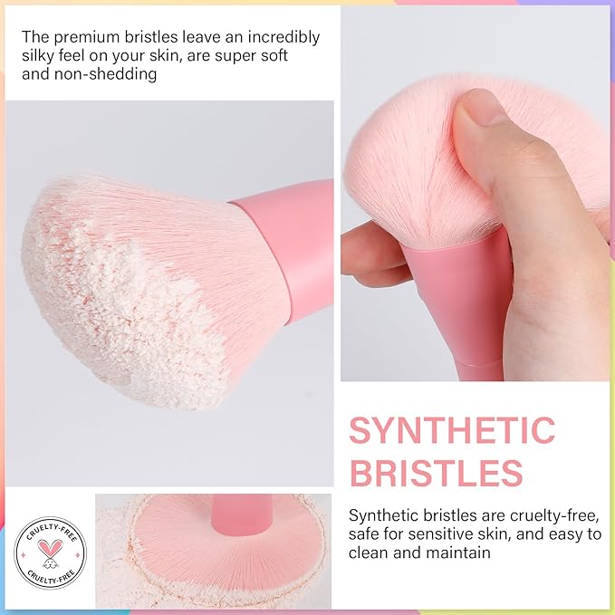 docolor Makeup Brushes 3PCS Foundation Powder Blush Brush Premium Face Makeup Brush For Applying & Blending powder, foundation, bronzer & blush with Liquid, Cream & Powder Cosmetic Vegan Cruelty-Free