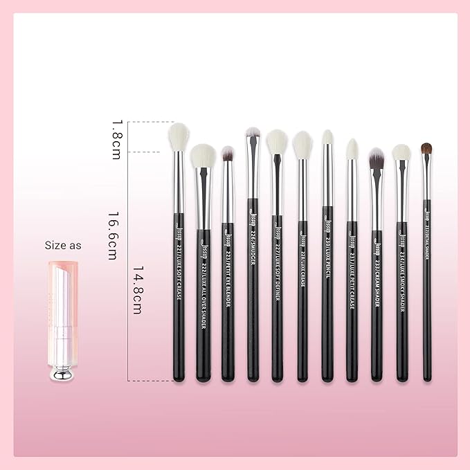 Jessup Eye Makeup Brushes Set Professional 15pcs with Eyeshadow Blending Concealer Eyebrow Eyliner Brush (Pearl Black/Silver)