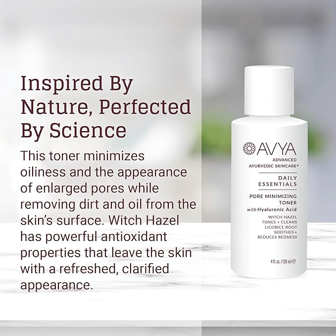 AVYA Pore Minimizing Toner (4 fl oz) - Infused with Hyaluronic Acid, Witch Hazel for Toning and Cleansing, Licorice Root for Soothing and Redness Reduction