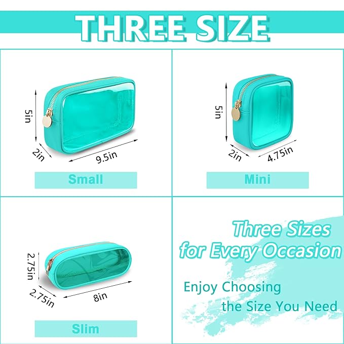 Clear Mini Makeup Bag for Purse, Small Nylon&PVC Cosmetic Travel Bag TSA Approved Toiletry Bag with Zipper, Preppy Transparent Makeup Travel Bag Coin Purse for Women Men Girls(Mini-Mint Green)