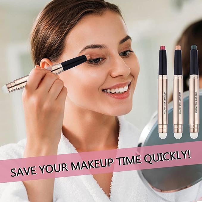 Blue Eyeshadow Stick and Sponge Makeup Brush glitter primer palette Shimmer Pencil Long Lasting Waterproof Eye Shadow Pen Highlighter Eye Liner Multi-Dimensional eyes Look