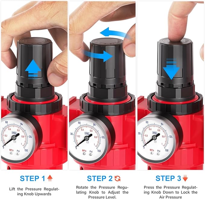 TAILONZ PNEUMATIC 0-150PSI 1/4 Inch NPT Red Industrial Grade 5 Stage Air Drying - Image 8