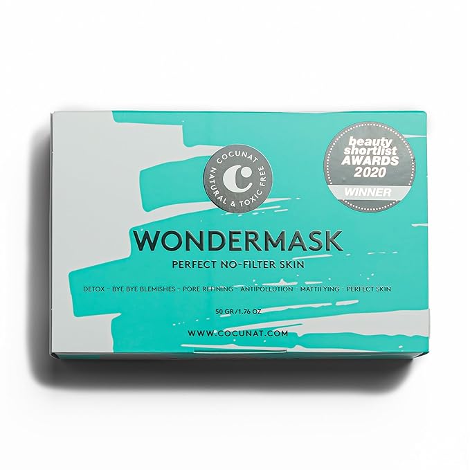 COCUNAT - Wondermask - Cleansing Facial Mask - Detoxifies, Exfoliates and Balances - Closes and Refines Pores - Oily and Combination Skin - Removes Impurities - Pimples - Acne - 50ml