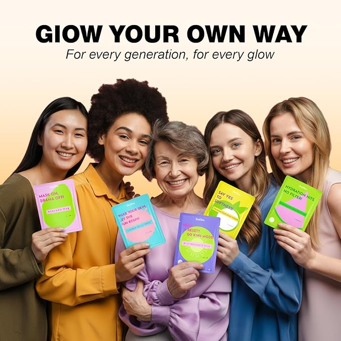 ZealSea Clean Beauty Face Masks Skincare, Minimalism 15 Ingredients Sheet Mask, Dopamine Color Design Facial Mask, Sleepover & Slumber Spa Party Supplies, Women Teen Girl Gifts Trendy Stuff, 14 Pack