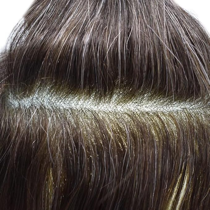FACE MIRACLE Lace Front Mens Toupee Human Hair System Swiss Lace Center Toupee for Men Thin Skin PU Around Hair Replacement System V-Looped Mens Hair Wig Units 6"X8" 5#MEDIUM LIGHT BROWN