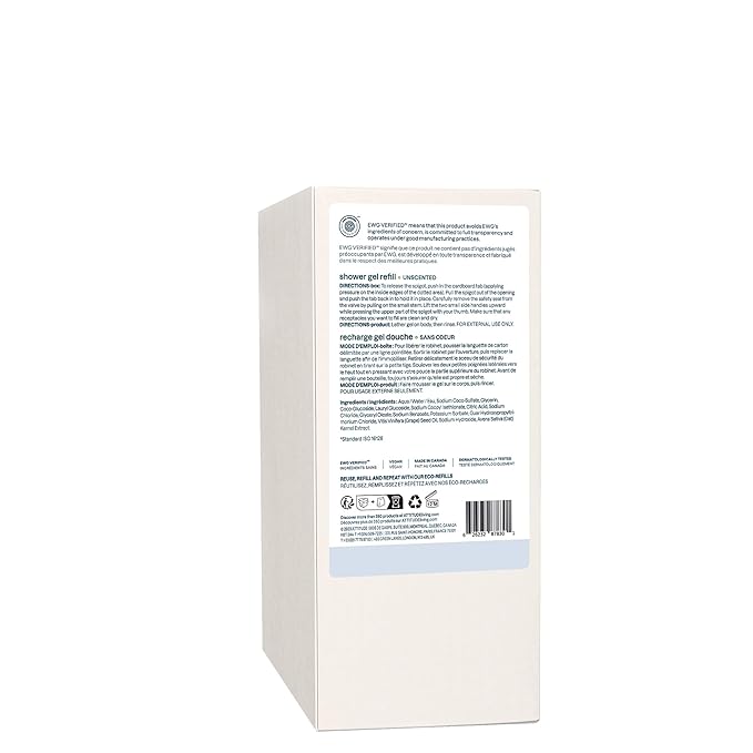ATTITUDE Body Wash for Sensitive Skin, EWG Verified Shower Gel, Soothing Oat, Dermatologically Tested, Plant and Mineral-Based, Vegan Personal Care, Unscented, Bulk Refill, 67.6 Fl Oz