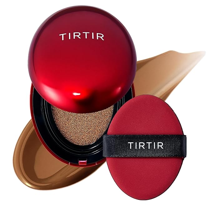TIRTIR Mask Fit Red Cushion Foundation | Full coverage, Weightless, Skin fit, Satin Glow Finish, Korean Makeup BB Foundation, beauty, Tattoo cover up, Buildable (#45N Saddle Brown, 0.63 Fl Oz)
