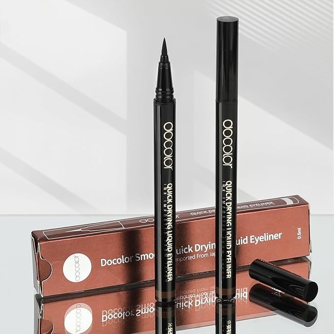 docolor Eyeliner, 2PCS Brown Liquid Eyeliner Waterproof Eye Liner Pen Super Slim Precise All Day Brown Eye Pencils Professional Makeup Liquid Eye Liner Pencil for Women