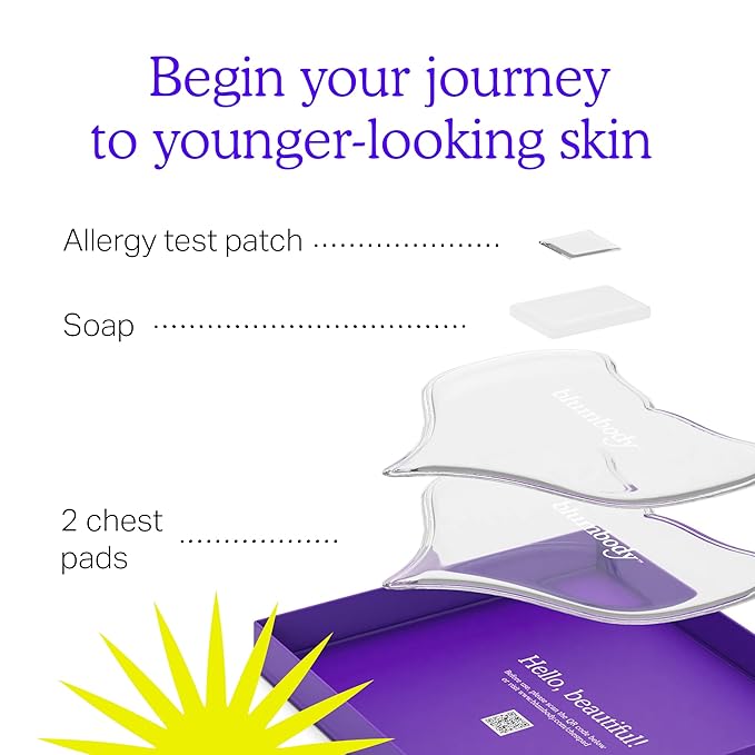 BLUMBODY Chest Wrinkle Pads – Anti-Wrinkle Silicone Patches Skin Firming, Smoothing – Reusable Overnight Chest Pads – Anti-Aging Crepe Erase Pad – Neck, Décolleté (1-Month Supply)