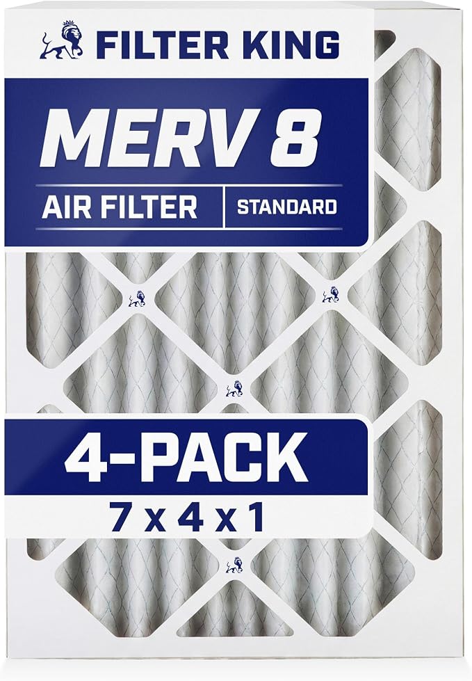 Filter King 7x4x1 Air Filter | 4-PACK | MERV 8 HVAC Pleated A/C Furnace Filters by FilterKing