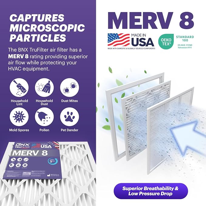 BNX TruFilter 12x24x1 Air Filter MERV 8 - Image 2