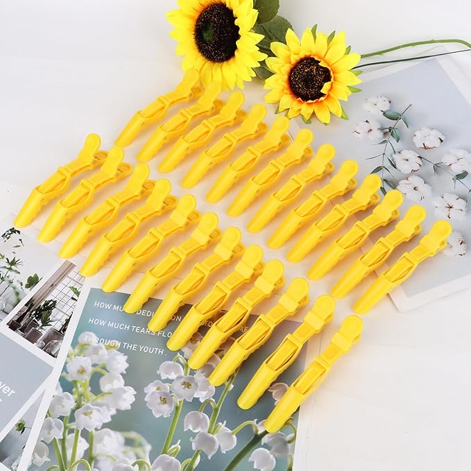 Ondder 24 Pack Alligator Hair Clips, 4.5 inch Clips for Hair Sectioning, Hair Styling Accessories for Women Men Girls Teens, Yellow