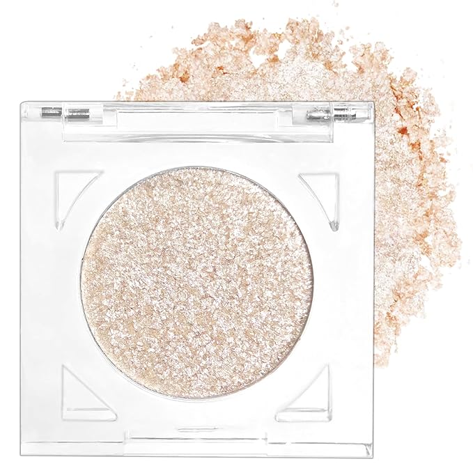 Erinde Glitter Shimmer Sparkle Eye Shadow Palette Makeup, Pearl White Silver Glitter Shimmer Metallic Holographic Iridescent Cream Iridescent Single Monochrome Eyeshadow Makeup, 02 Galaxy Falls