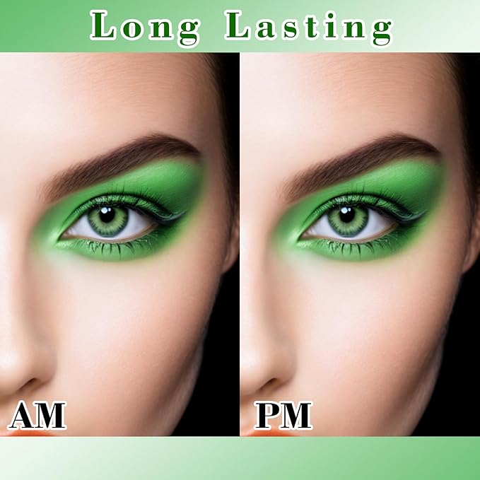 MEICOLY Light Green Eyeshadow with Mirror,Stocking Stuffers for Women,Forest Green Matte Eye Shadow Palette for Christmas Wicked Witch Elphaba Makeup,Pressed Powder Eyeshadow,Eye Makeup Eyelid Color