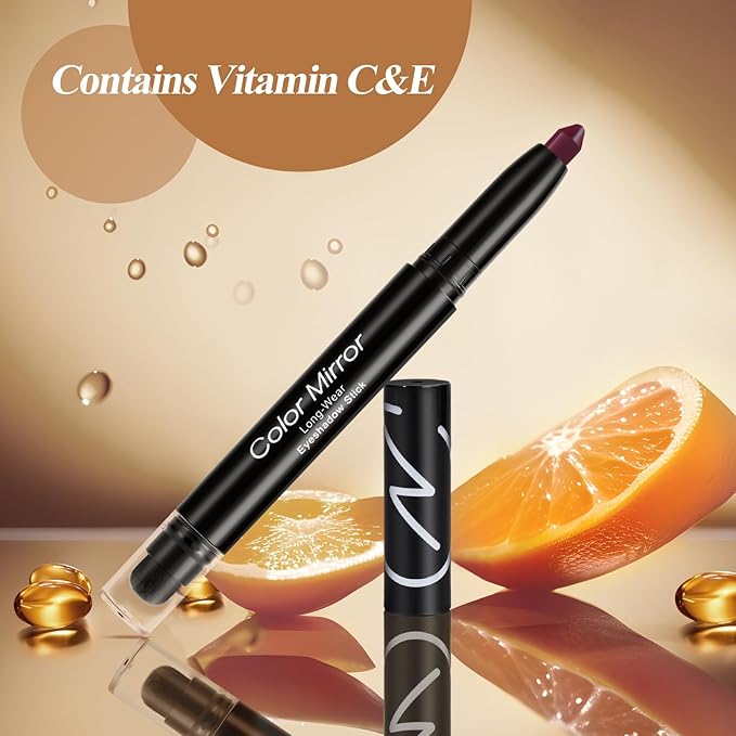 Longwear Cream Eye Shadow Sticks(71 Cranberry Matte),Smudge-Proof, Waterproof Eyeshadow,Silky Formula Glitter With Makeup Brush,Red Eyeshadow Stick