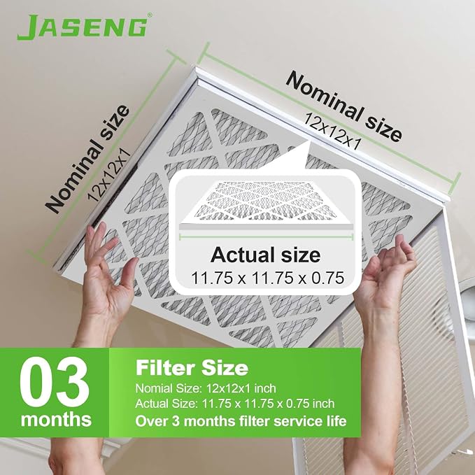 12x12x1 AC Furnace Air Filters, MERV 8 Dust Defense, JASENG MPR 600 Pleated - Image 3