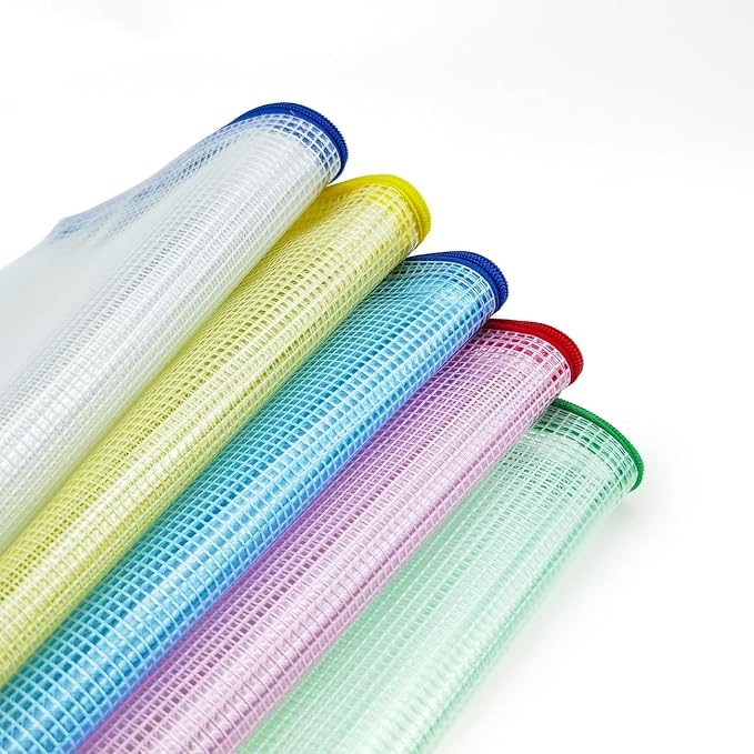 AUSTARK 10 Pcs Zipper File Bags, Waterproof Plastic Mesh Pouch for Office School, Board Game Storage Bags (A4 Size 13.4''x9.4'', Multicolored)