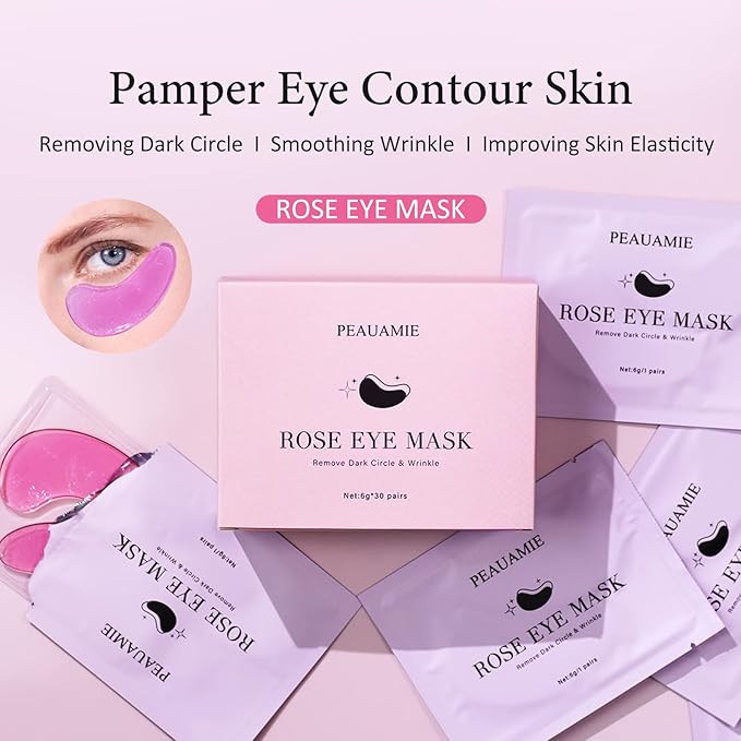 Under Eye Patchs Rose Eye Mask for Dark Circles and Puffiness Wrinkle Eye Bags 30 Pairs