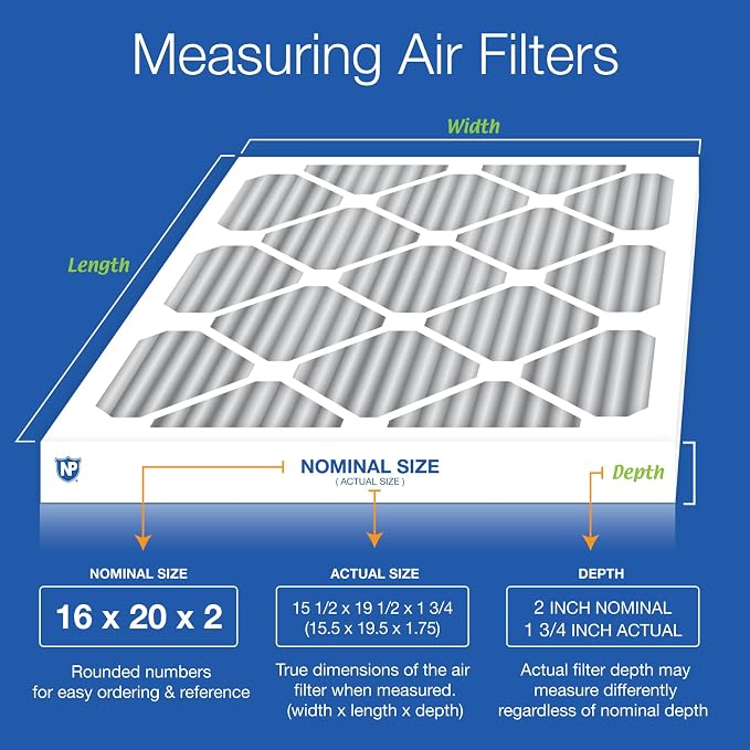 Nordic Pure 16x20x2 Furnace Air Filters MERV 10 Pleated Plus Carbon 12 Pack - Image 2