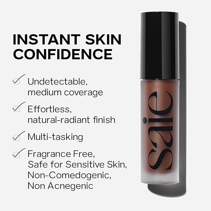 Saie Slip Tint Radiant Cream Concealer & All-Over Face Makeup - Concealer for Dark Circles, Redness & Blemishes - Lightweight Makeup Made with Hydrating Hyaluronic Acid - Shade 6 (0.17 oz)