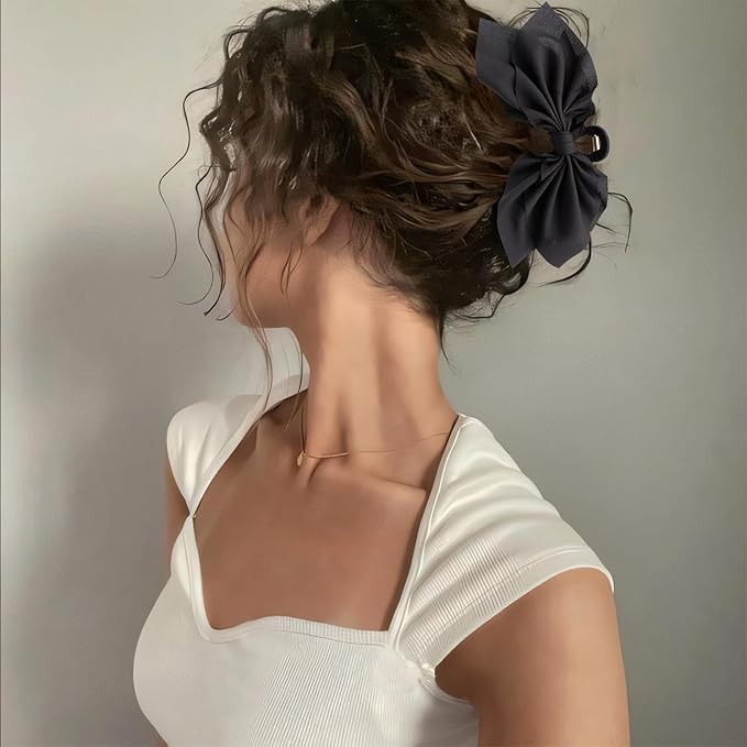 Bow Claw Clips Bow Hair Clips Black 2PCS Big Hair Bows for Women Butterfly Styling Large Hair Clips for Thick Hair for Girls Hair Accessories for Teen