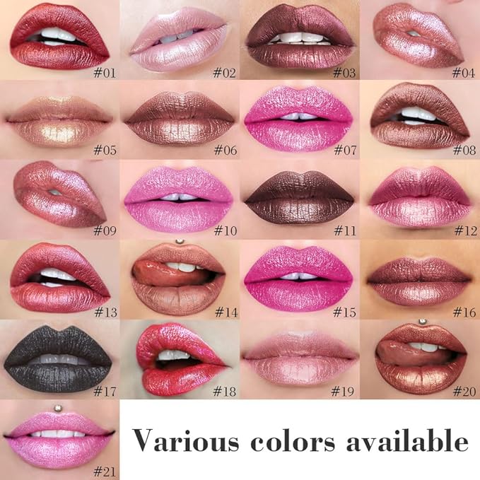 Kaely 2-in-1 Dark Wine Red Metallic Lipstick and Lip Liner, Shimmer Liquid Metallic Lipsticks for Women, Glitter Lip Gloss Stain Long Lasting Waterproof Smudge Proof 24 Hour, Vegan Makeup, 03