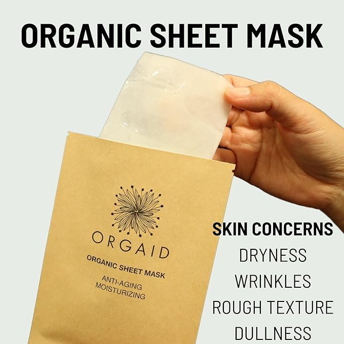 ORGAID Organic Sheet Mask | Made in USA (Anti-aging & Moisturizing, pack of 4)
