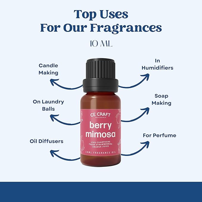 CANDECraftCo Premium Fragrance Oil – Diffuser Oils Fragrances Scented for Home, Candle Soap Making Supplies, Aromatherapy Blends for House (0.34 Fl Oz) (1-Pack, Berry Mimosa)