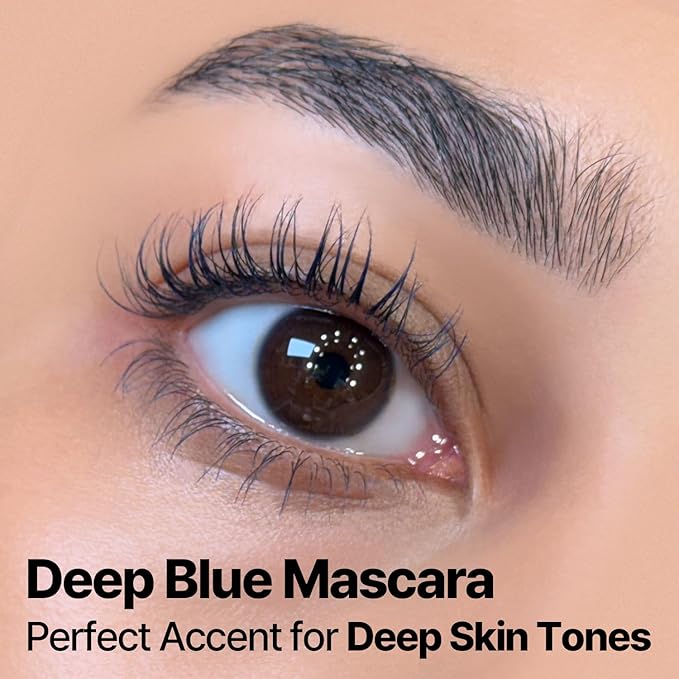 COSNORI Perfect Setting Waterproof Mascara Long&Curl 05 Royal Blue – Long Lasting Smudge - Deep Blue Mascara - Vibrant Pop of Color - Perfect Accent for Deep Skin Tones - 0.23fl oz (7ml)