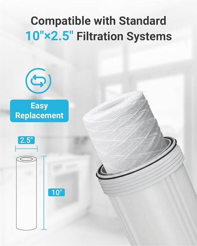 AQUA CREST 5 Micron 10"x2.5" String Wound Sediment Water Filter Cartridge - Image 7