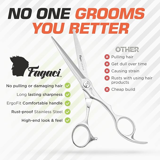 Fagaci Professional Hair Scissors & Thinning Shears Extreme Cut, ATS314 Steel Hair Cutting Scissors Professional, 440C Steel Thinning Scissors, Hair Shears, Hair Scissors Professional, Barber Scissors