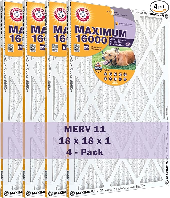 Arm & Hammer Max Allergen & Odor Reduction 18x18x1 Air and Furnace Filter by ARMHAMMER