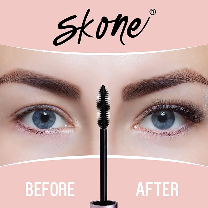 Skone Cosmetics Insanely Intense Luxe Waterproof Mascara – Black, Smudge-Proof & Long-Lasting – Volumizing & Lengthening for Dramatic Lash Lift & False Lash Effect – Bold Eye Mascara, 0.34 oz