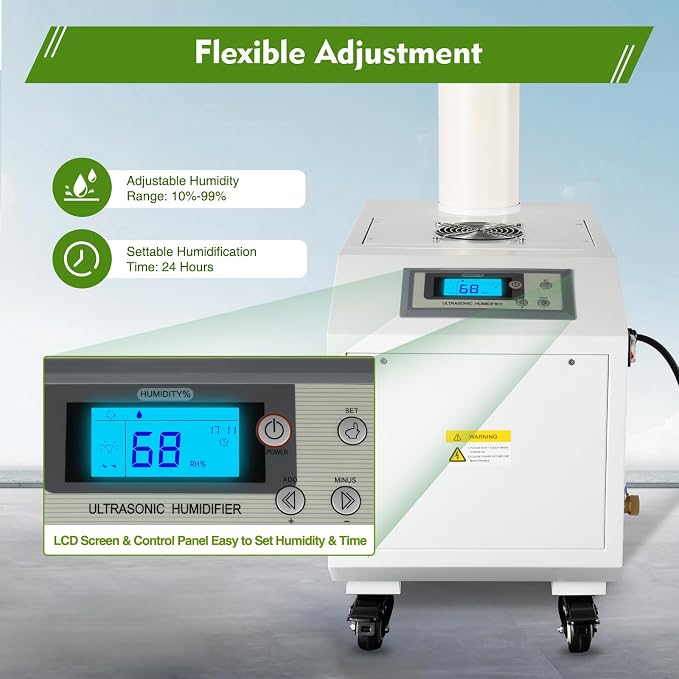 Ultrasonic Industrial Agricultural Humidifer, 0.79Gal/H Smart Commercial - Image 7