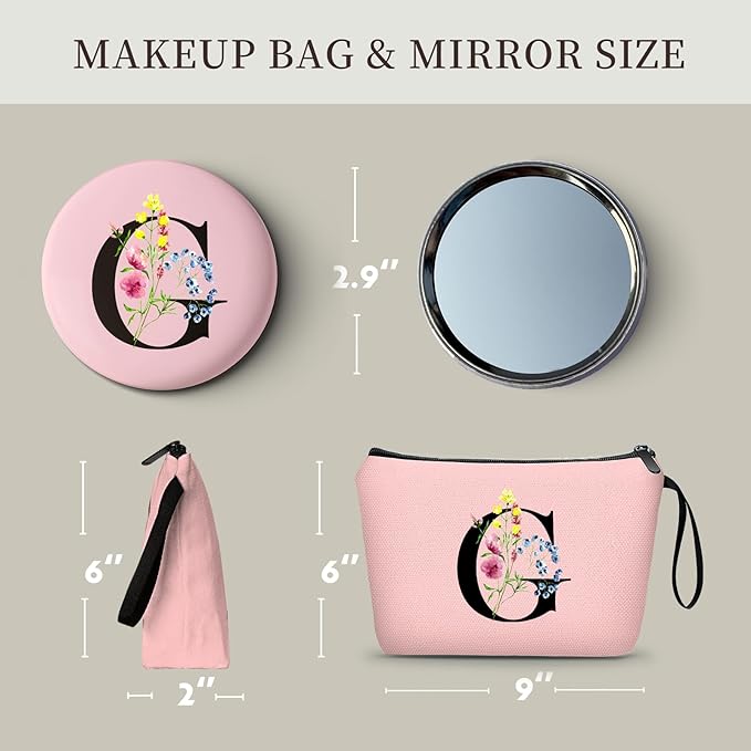 SEAMOON Maid of Honor Friendship Birthday Gifts for Women Her Aunt Sister Bridesmaid Coworkers Bride Personalized Makeup Cosmetic bag with Mirror Mothers Day Christmas Graduation G