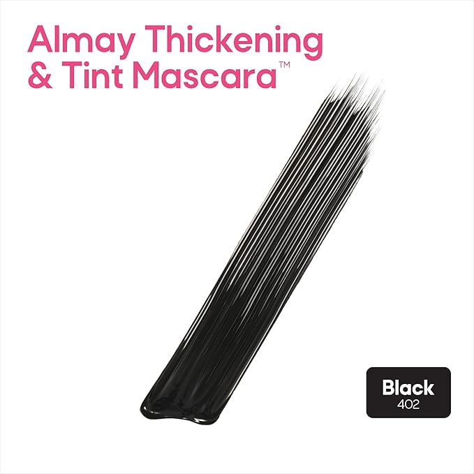 Almay Thickening & Tint Mascara, Instant Soft Full Volume, Conditions & Darkens Natural Lashes Over Time, No Flaking or Clumping, 402 Black, 2 count