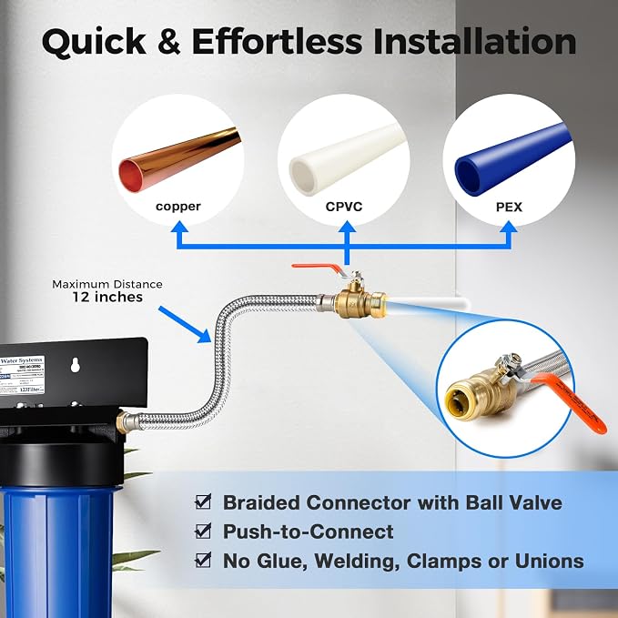 iSpring WGB21B-KS+AHPF12MNPT16X2 2-Stage Whole House Water Filtration System w/ - Image 4